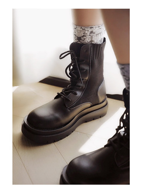 ANNandSAM 拼接针织呼吸感马丁靴 牛津靴2025春夏新品