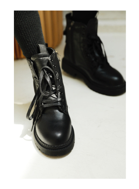 ANN and SAM 双色复古做旧拉链双金属高帮帅气马丁靴2024新品秋冬