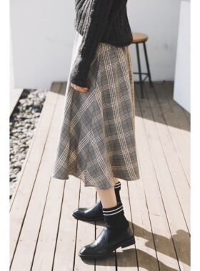 ANNandSAMchic超复古不可错过的格子伞裙半身裙2024春夏新品