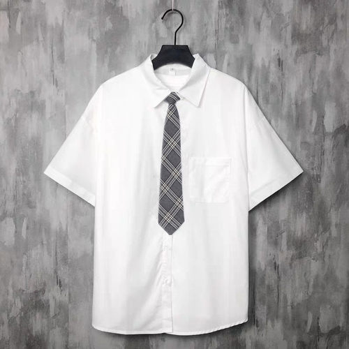 短袖衬衫领带男生衬衣班服演出服