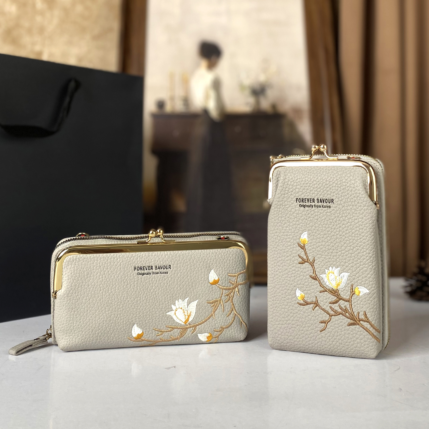 手机小挎包刺绣花卉国潮风手机包