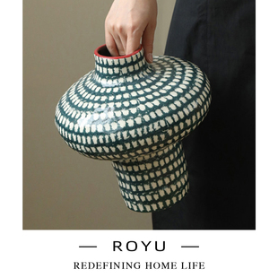 大丹陶瓷花器正品 花瓶客厅插花艺术品 景德镇高级感摆件特别好看