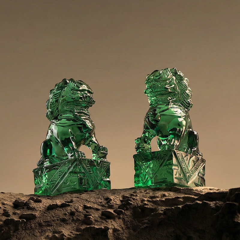 新中式桌面摆件对狮书桌电视柜装饰客厅轻奢高档入户玄关开业礼物,家居饰品,桌面摆件,淘宝优惠券,粉丝福利购,淘宝优惠卷