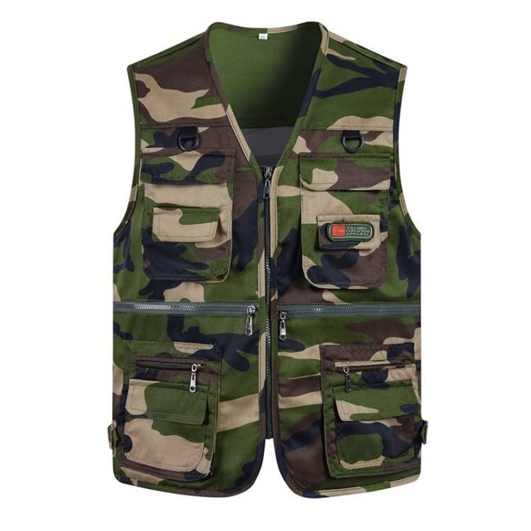 MIDDLE-AGED MENS VEST SPRING SUMMER THIN MESH MULTI-POCKET VEST CASUAL PHOTOGRAPHY FISHING RED HORSE CLIP DADDY KAN SHOULDER