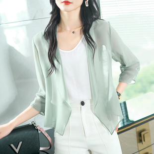 女夏短款 空调衫 外搭七分袖 时尚 外套秋 小披肩超仙开衫 大牌防晒罩衫