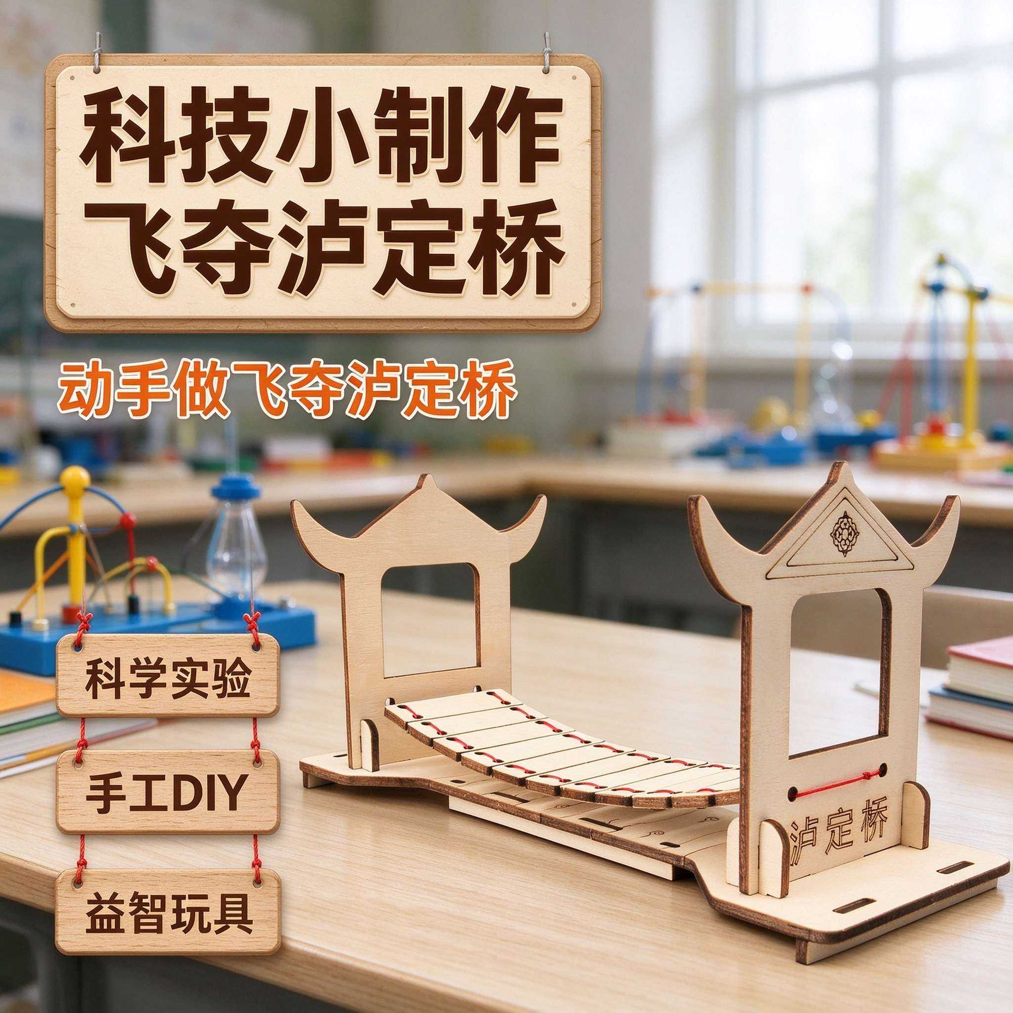 儿童科学实验飞夺泸定桥DIY玩具