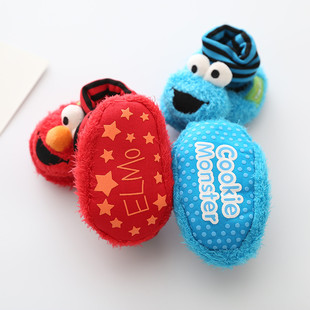 艾摩饼干怪大眼睛学步地板鞋 芝麻街防滑袜鞋 婴儿软底步前鞋 18M