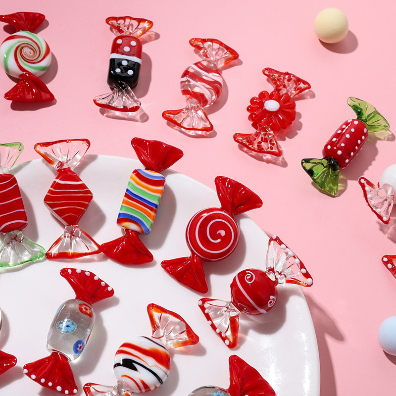 日式匠人手工彩色糖果 手作玻璃小摆件童年回忆创意家居小摆件