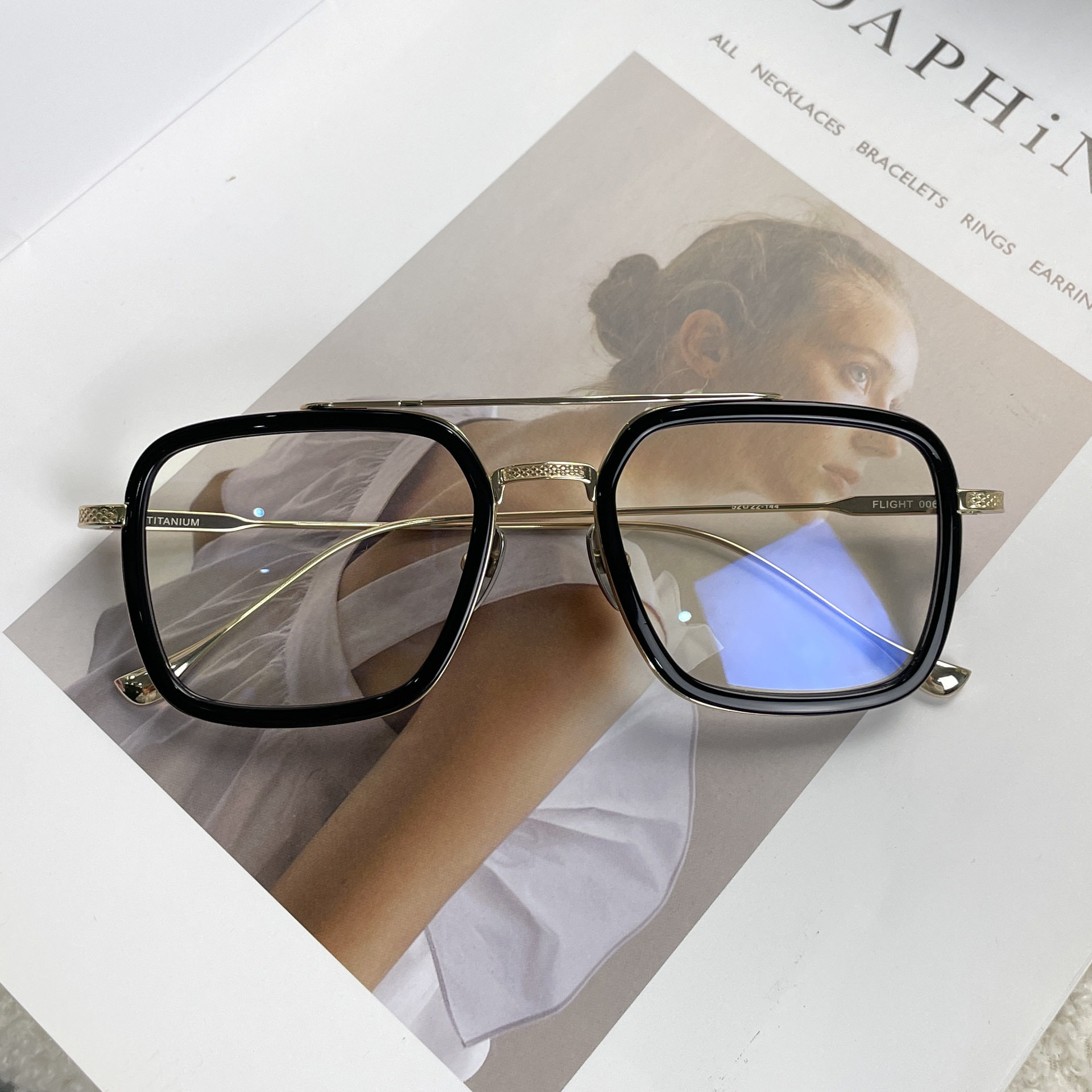 DI蒂TA塔同款钢铁侠板材大框006唐尼近视双梁墨镜纯钛男眼镜架