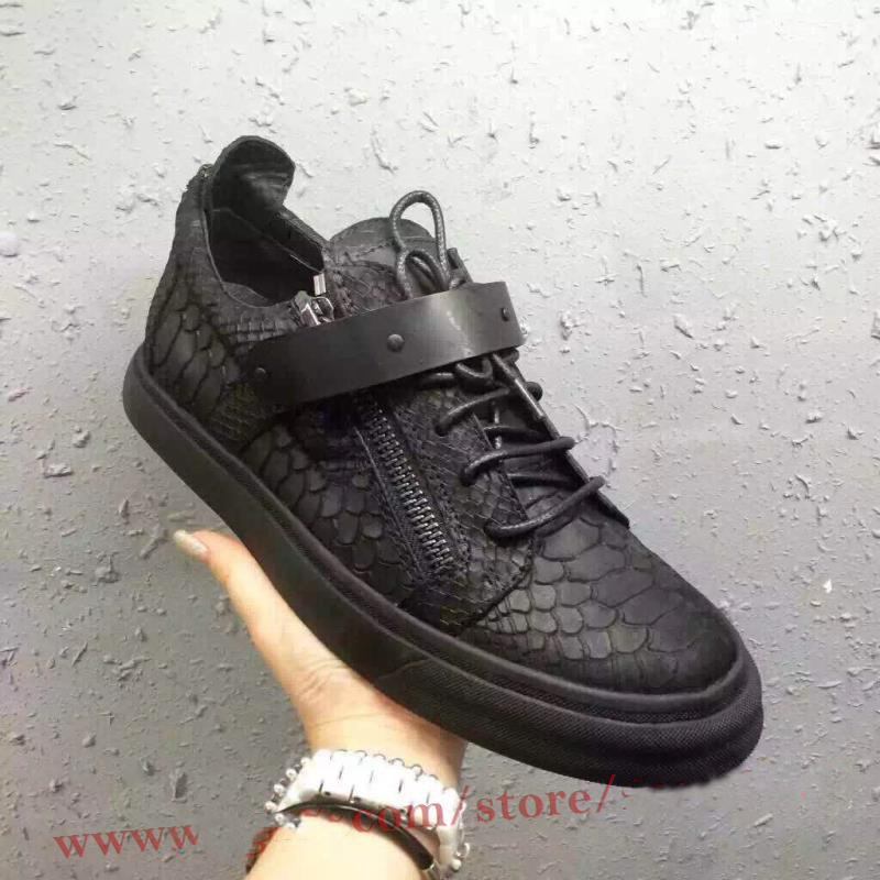 thumbnail for Spring and Autumn AGZ European and American men's shoes high-top crocodile python print high-top zipper metal double iron buckle flat women's board shoes tide