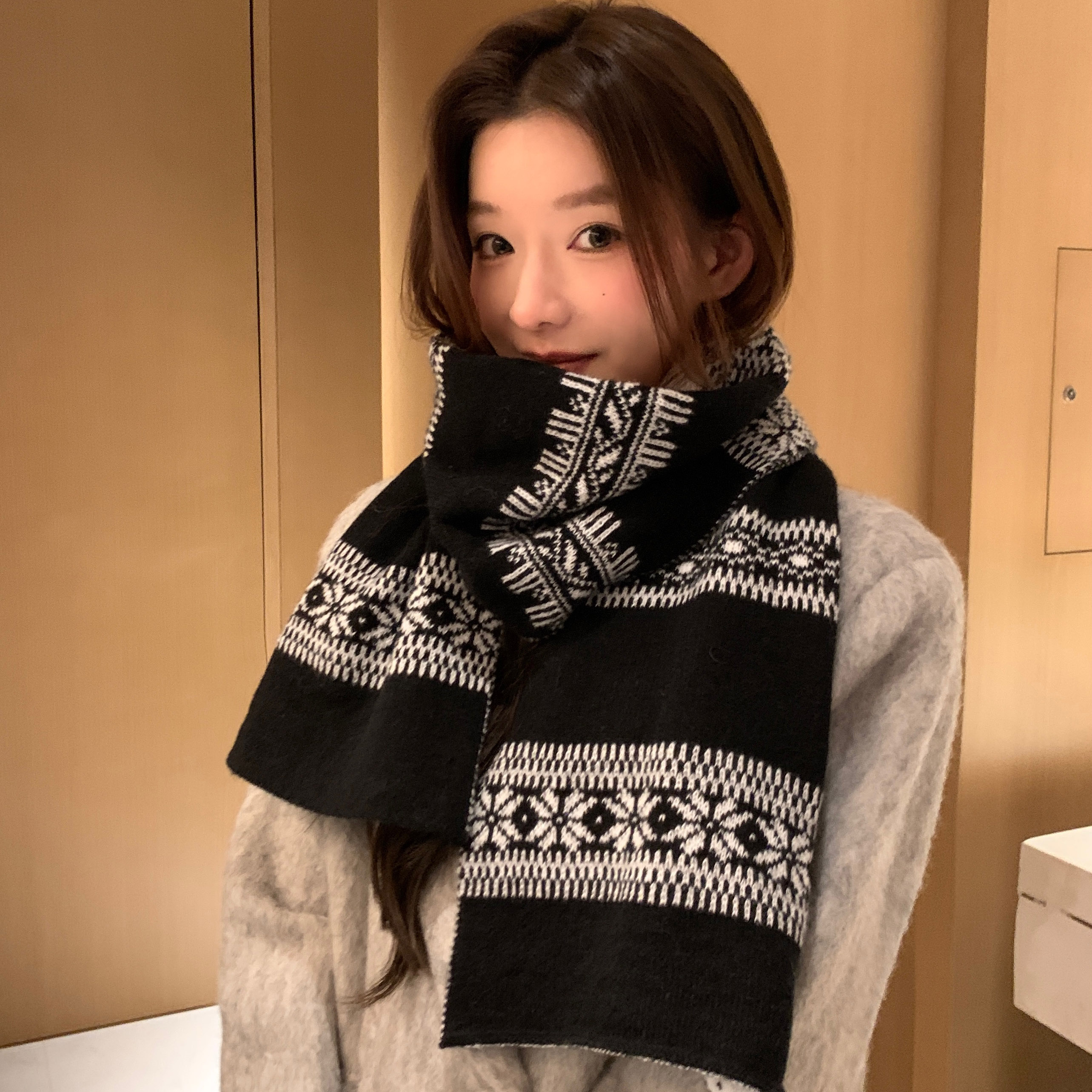 费尔岛风韩系高级感围巾