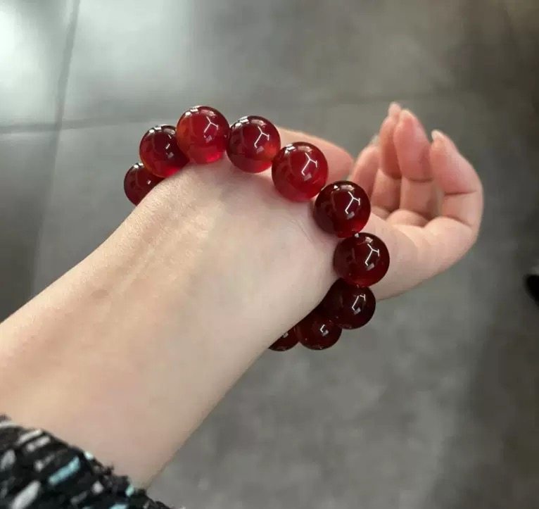 天然8A级正品红玛瑙水晶手链手串男女士款本命年母亲生日礼物单珠