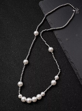 珍珠项链男小众男士锁骨链潮牌百搭痞帅卫衣链纵她入骨梁思伟同款