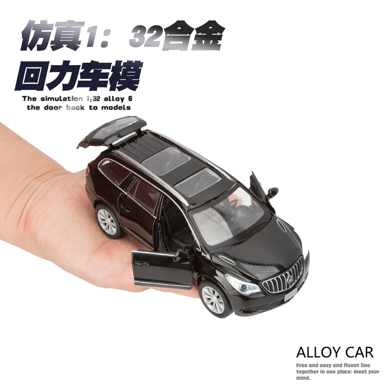 1|32 BUICK ENCLAVE 합금 자동차 모델 풀백 소리와 가벼운 장난감 오프로드 차량 시뮬레이션 자동차 이상적인 에스컬레이드