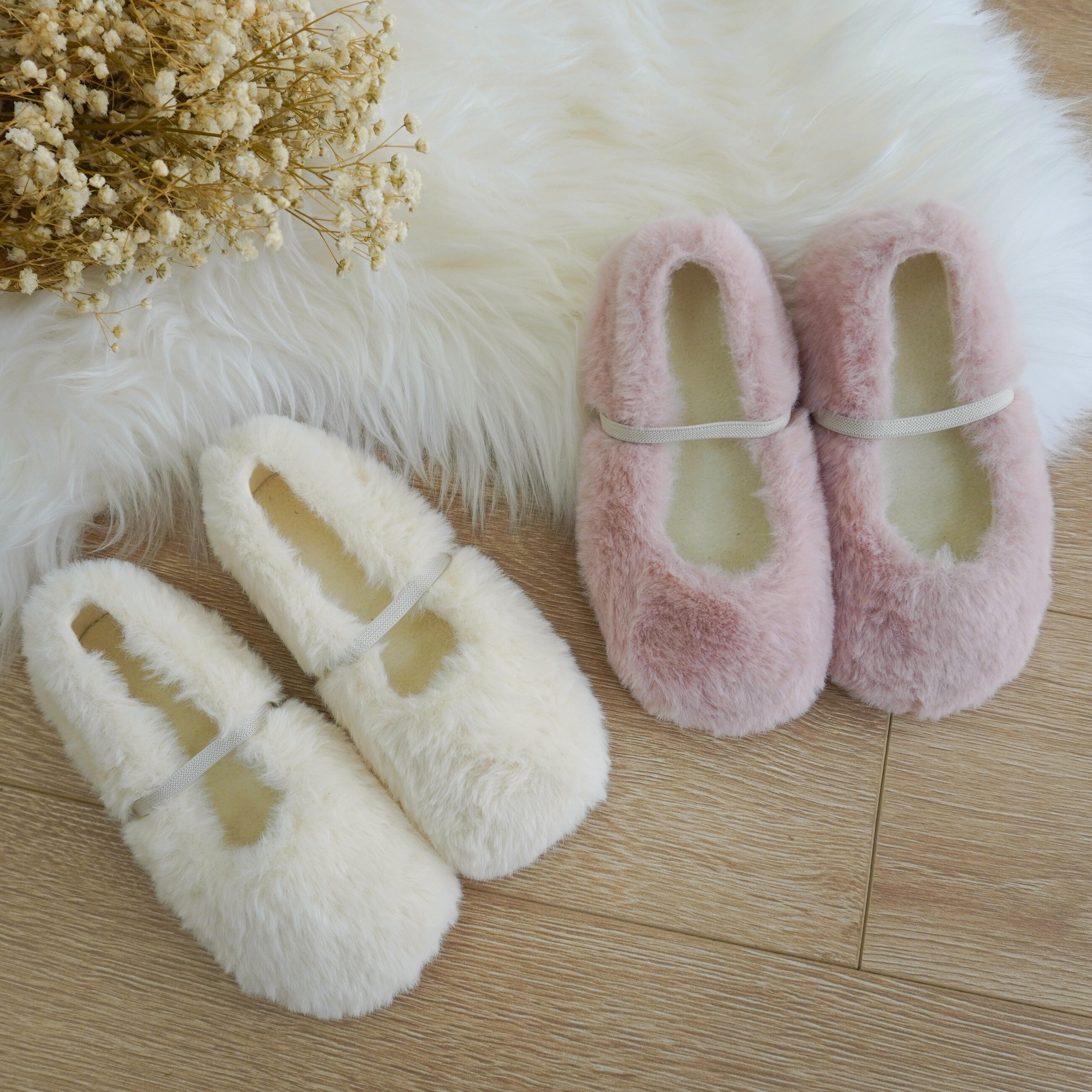 sonnykids 冬季女童毛绒鞋温暖加绒毛毛鞋一脚蹬软底百搭洋气鞋子