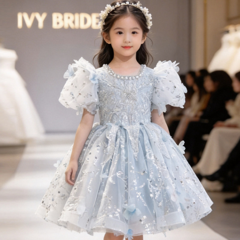 小花童礼服公主裙女婚礼森系婚纱蓬蓬儿童演出服宝宝周岁生日女童