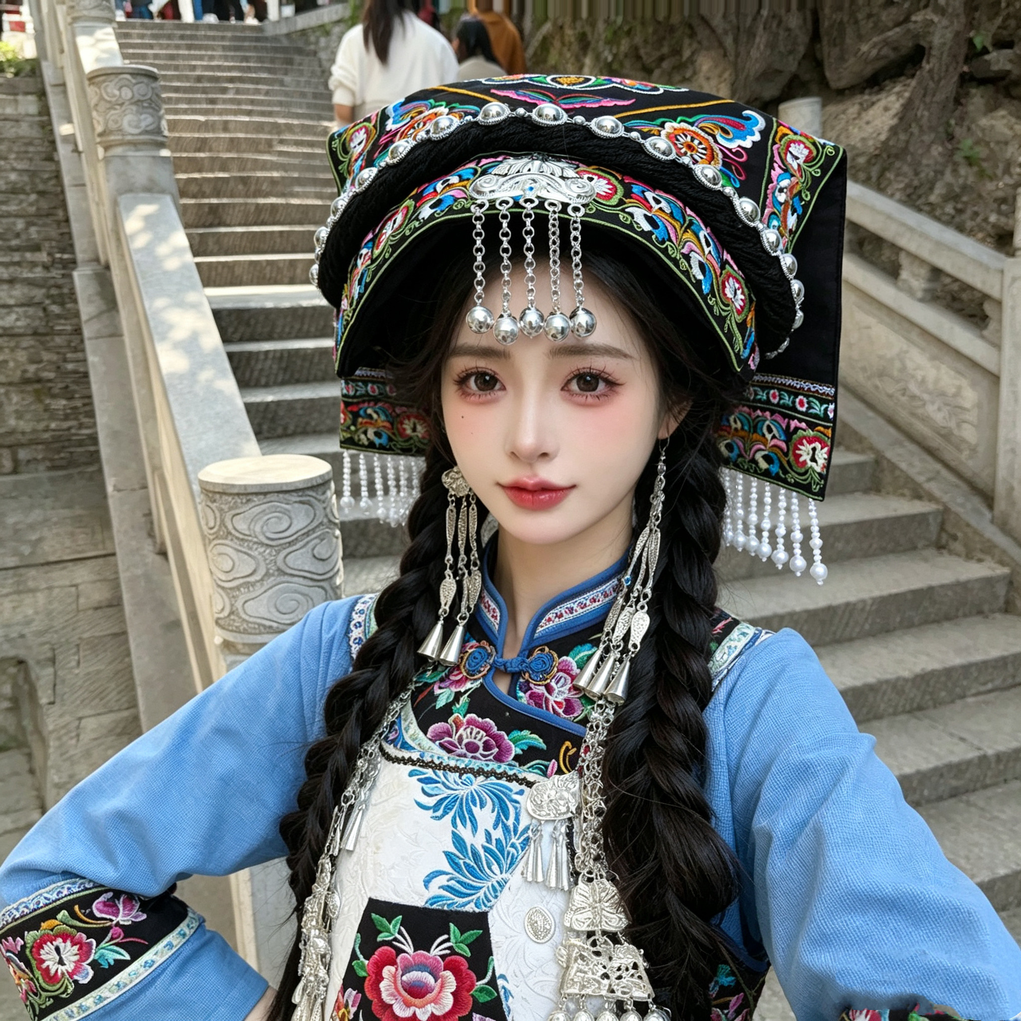 少数民族服饰贵州苗族土家族壮族头饰女演出舞台饰品拍照头饰道具