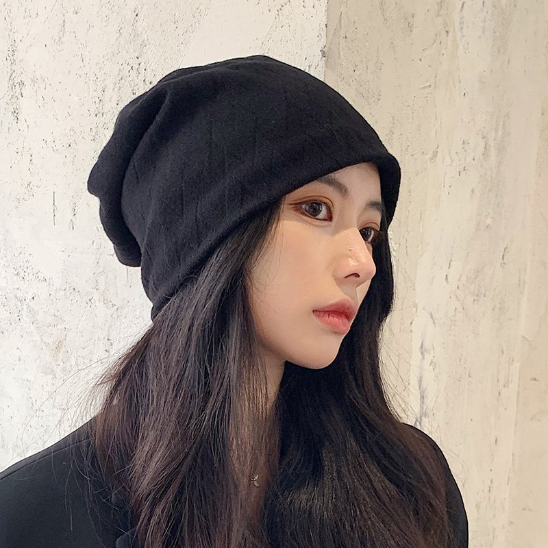 网红ins帽子女潮显脸小堆堆帽春秋冬季针织毛线帽包头冷帽月子帽