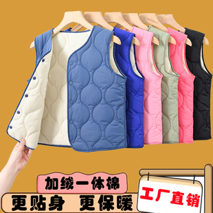 儿童马甲男宝宝羽绒棉坎肩秋冬新款 中小童女童加绒加厚棉保暖背心