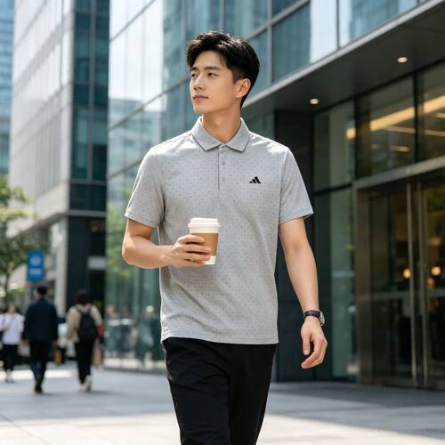 Adidas/阿迪达斯正品男子翻领透气高尔夫运动休闲短袖T恤 JY5458