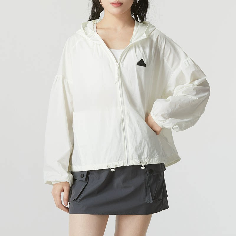 Adidas/阿迪达斯正品新款女士防晒UPF50+连帽夹克舒适外套IM8837 - 实物图