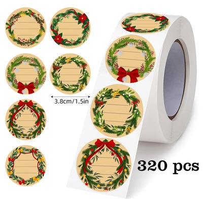 3.8cm 大号320贴/卷装圆形圣诞牛皮纸标签贴DIY装饰贴画烘焙封口