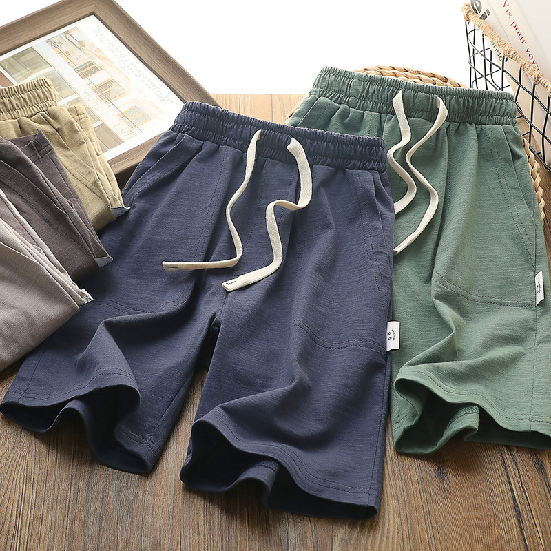 男童短裤夏季儿童薄款透气弹力外穿裤子中大童纯色休闲运动五分裤