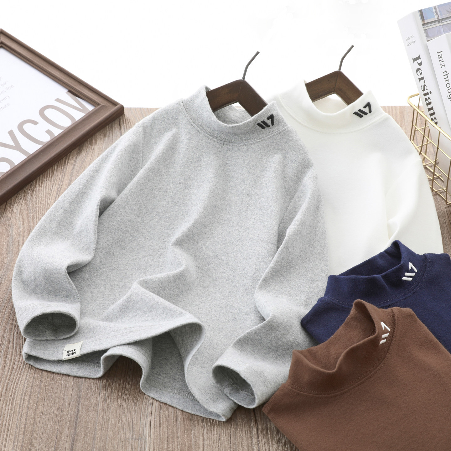 男童长袖T恤纯棉2025纯色刺绣半高领打底衫中大童上衣儿童休闲潮,童装/婴儿装/亲子装,T恤,淘宝优惠券,粉丝福利购,淘宝优惠卷