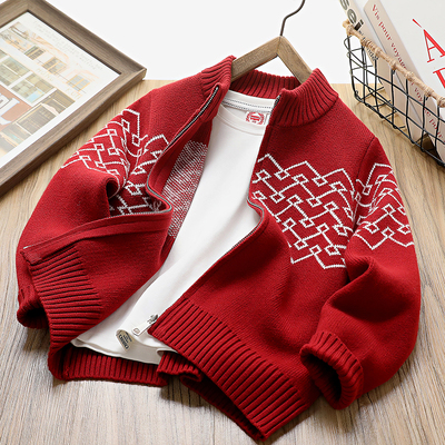 男童拉链针织衫毛衣百搭冬季立领