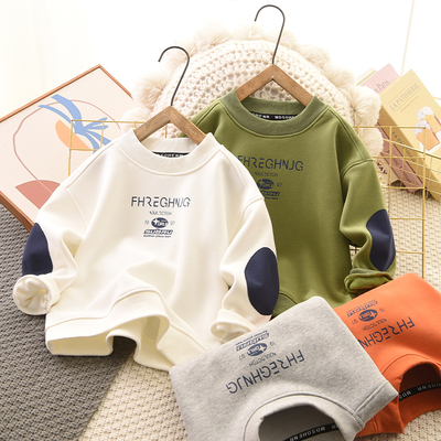 男童加绒棉卫衣贴布冬季2024新款