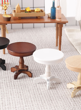 里左拉微缩食玩圆桌茶几迷你家具1:12分ob11娃娃屋dollhouse diy