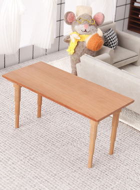 里左拉微缩食玩12分樱桃木餐桌子迷你模型ob11娃娃屋家具摆件diy