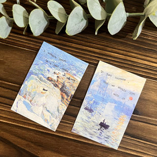 风中有诗句LOMO小卡片莫奈油画复古节日祝福留言礼物手帐装 饰手卡