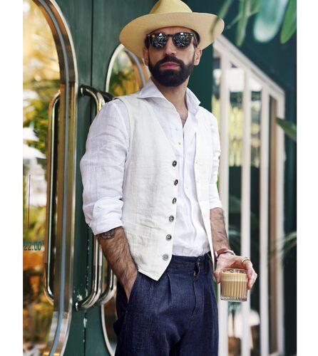 夏季薄款亚麻修身型复古马夹