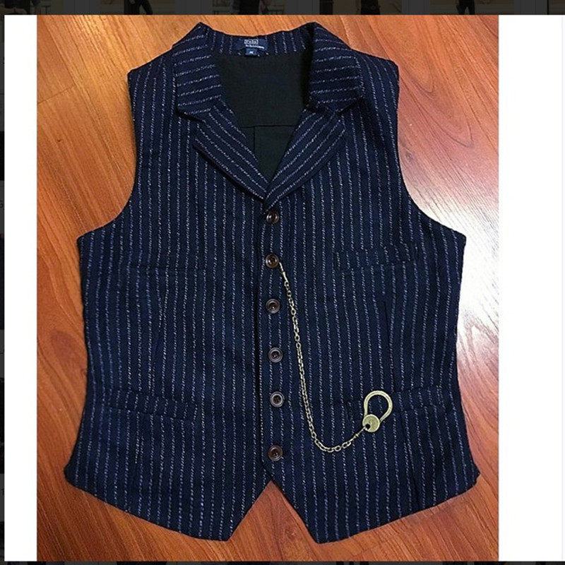 美式复古粗花呢经典条纹平驳领修身马甲男怀旧咔叽绅士背心加大码,男装,常规马甲,淘宝优惠券,粉丝福利购,淘宝优惠卷