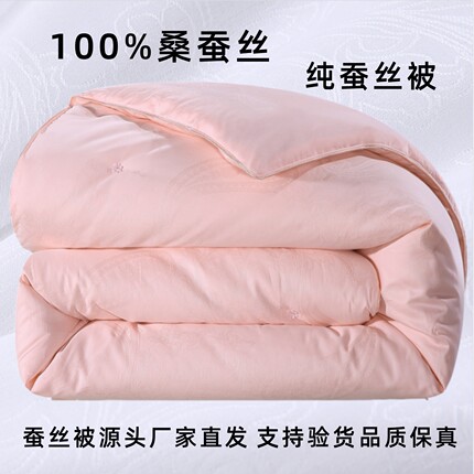 手工蚕丝被100%桑蚕丝冬被全棉春秋被子被芯子母被拉链款学生宿舍