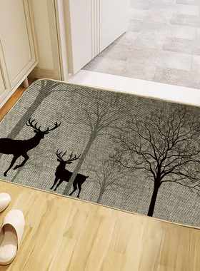 k181-215新款休闲家居亚麻橡胶防滑门口脚垫家用浴卧室卫生间吸水