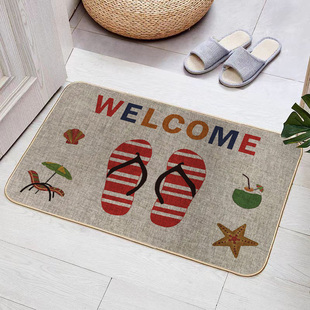 121 入户垫 156浴室简约卡通家用细麻防滑地垫吸水门口脚垫新款