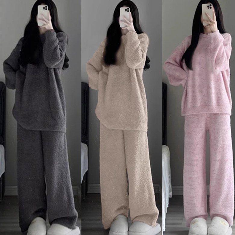 纯色家居服珊瑚绒睡衣女冬季加厚保暖秋冬款毛绒半边绒两件套装,女士内衣/男士内衣/家居服,睡衣/家居服套装,淘宝优惠券,粉丝福利购,淘宝优惠卷