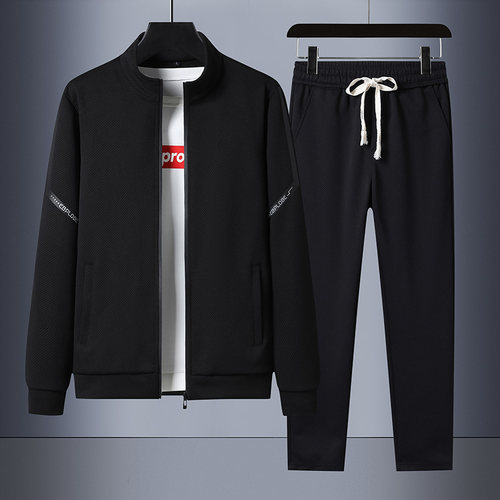 时尚休闲运动套装男士春秋季新款开衫卫衣长裤束脚帅气大码两件套