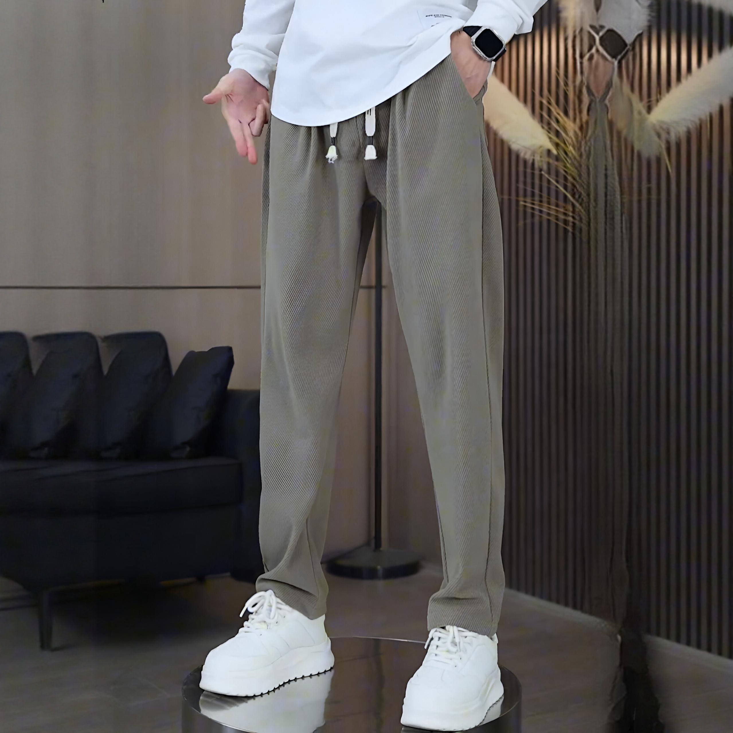 高端斜纹抗皱休闲裤男款秋冬2025