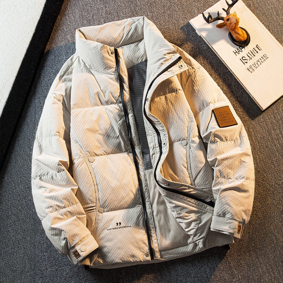 高端立领白鸭绒羽绒服男加厚保暖