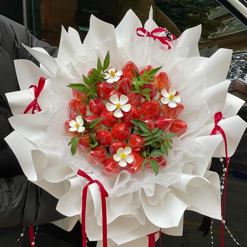 免包半成品花束包装壳草莓水果芭蕾风DIY手工送女友闺蜜生日礼物