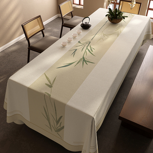 新中式 桌布茶桌垫布禅意台布轻奢高级感中国风茶艺麻感餐桌茶几布