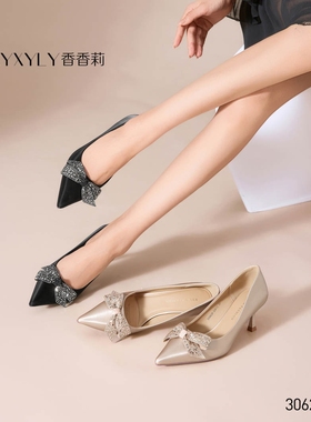 香香莉女鞋2025秋季新款时尚百搭舒适细跟中跟玛丽珍单鞋女30628