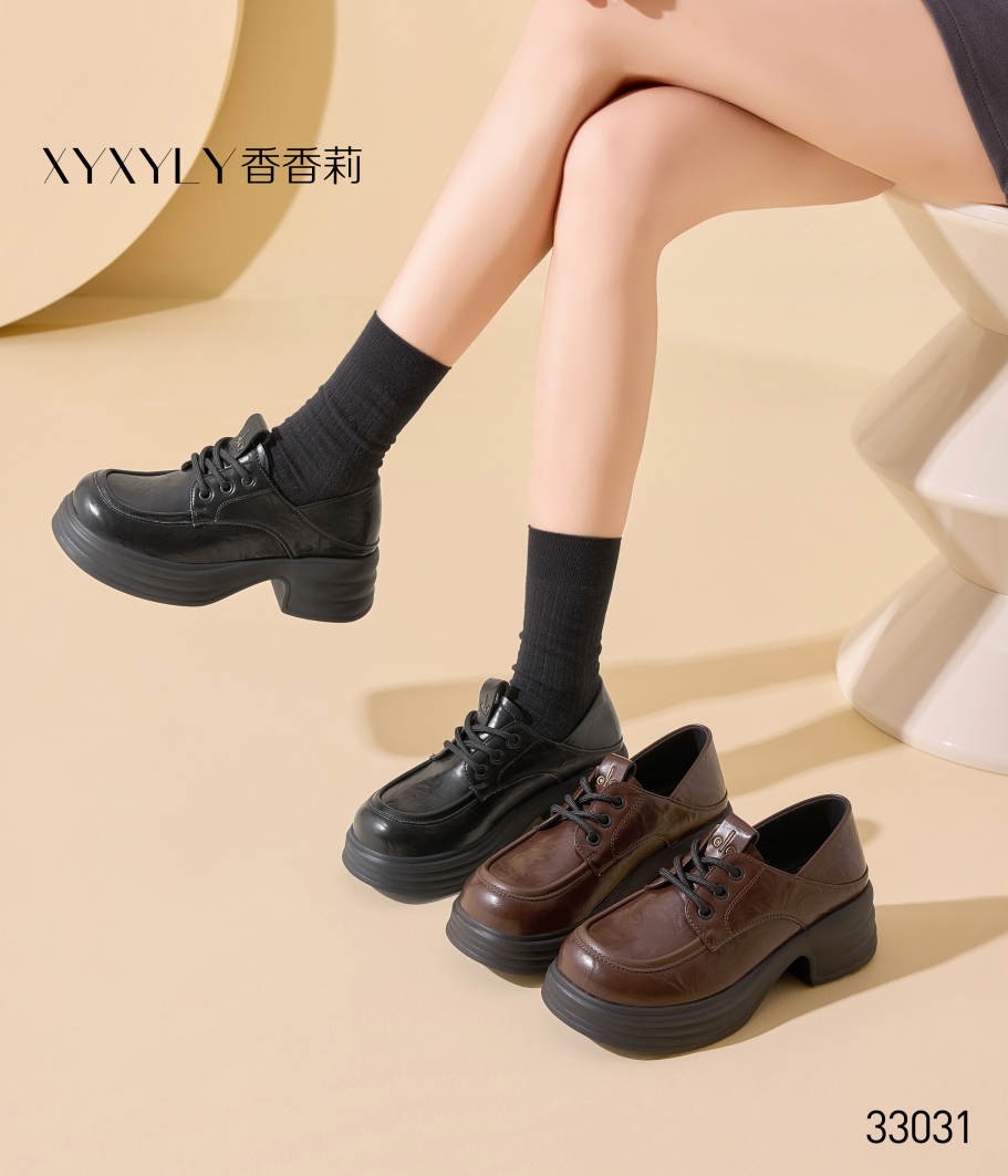 香香莉女鞋2026春季新款33031厚底乐福鞋女复古小皮鞋系带JK单鞋,女鞋,浅口单鞋,淘宝优惠券,粉丝福利购,淘宝优惠卷