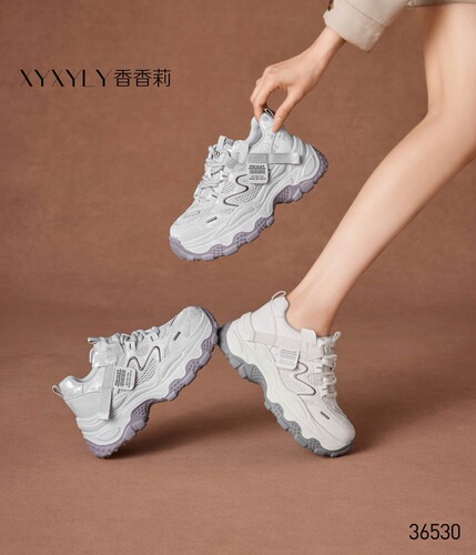 香香莉2026秋季女鞋36530系带厚底增高老爹鞋轻便透气女休闲鞋