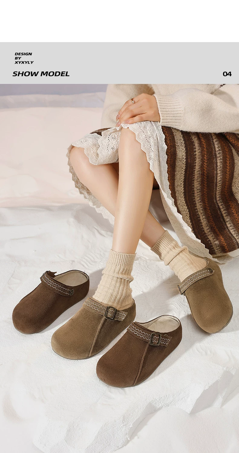 香香莉女鞋2026冬季新款32571厚底圆头包头半拖鞋休闲鞋百搭女鞋