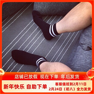 白袜!二道杠休闲运动袜子时尚浅口男袜薄潮船袜棉短袜春夏