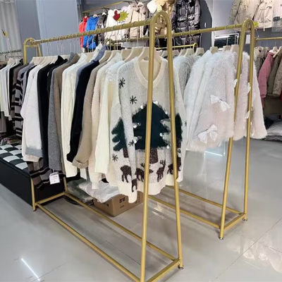 金色落地式男女货架挂衣架服装店装展示架陈列架组合侧挂专用架子